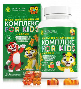 Tree of Life Лео и Тигр Мультивитаминый комплекс For kids+холин, 30 таб