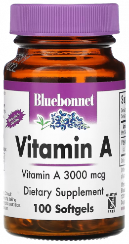 Bluebonnet Nutrition Vitamin A 10,000 IU, Витамин А 10,000 МЕ, 100 капсул
