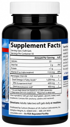 Carlson Labs Super Omega-3 Gems, 100+30 капсул