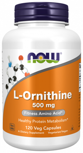 NOW L-Ornithine 500 mg, L-Орнитин 500 мг, 120 капсул