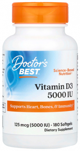 Doctor's Best Vitamin D3 5000IU, 180 капсул