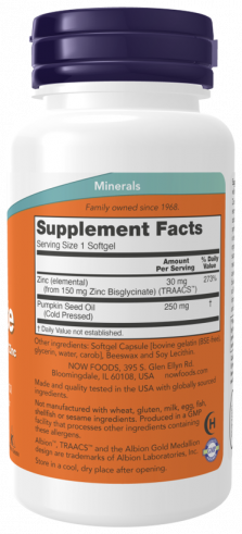 NOW Zinc Glycinate, 120 капсул