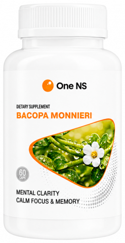 One NS Bacopa monnieri, Экстракт бакопа монье 450 мг, 60 капсул