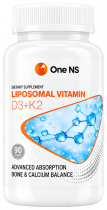 One NS Liposomal vitamin D3+K2, Липосомальный витамин Д3+К2, 90 капсул